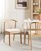 Set of 2 Dining Chairs Craig Wood Light Brown / Beige