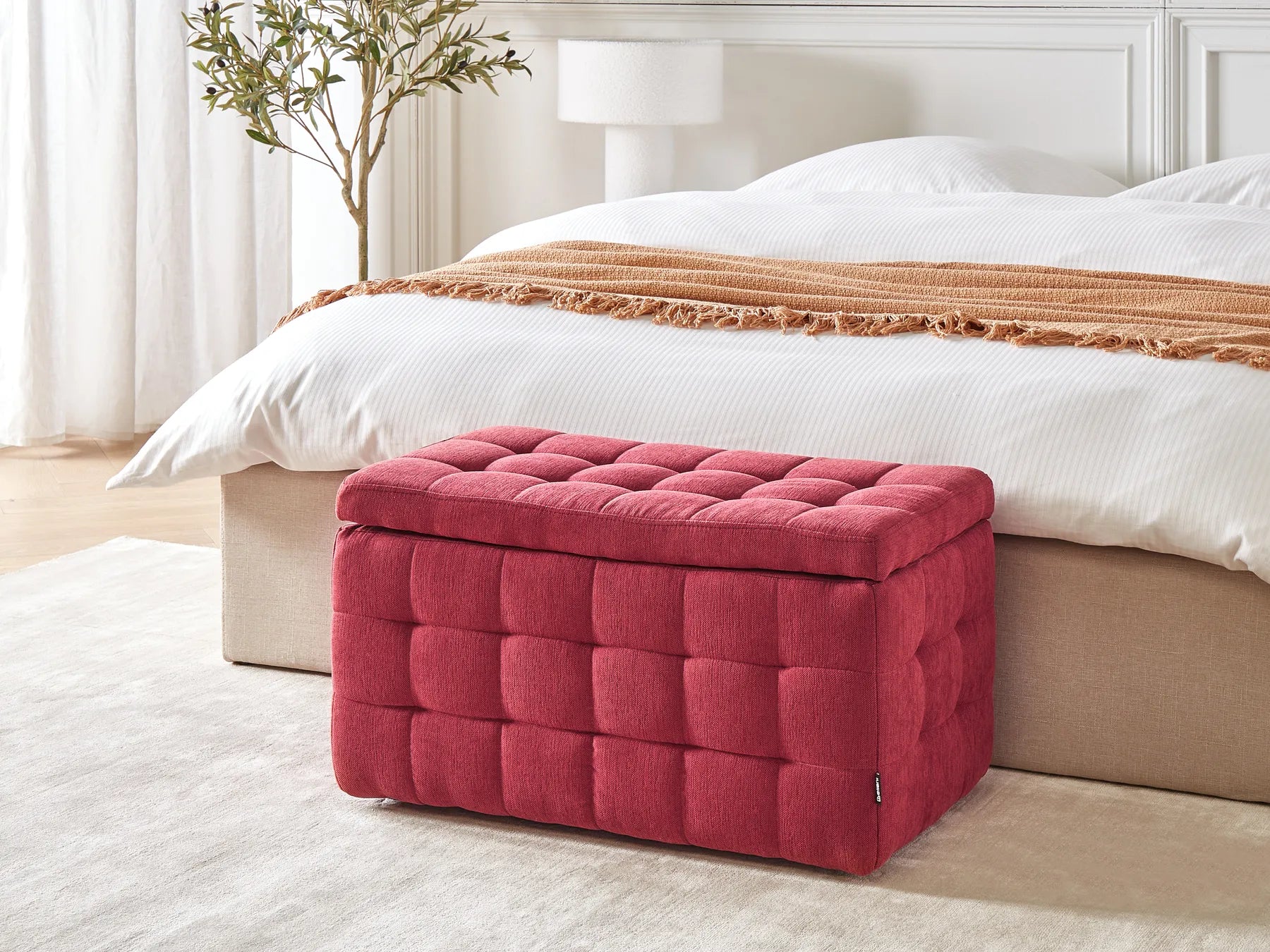 Storage Ottoman MICHIGAN Velvet – Tufted Upholstered Storage Bench with Hinged Lid, Multiple Colours