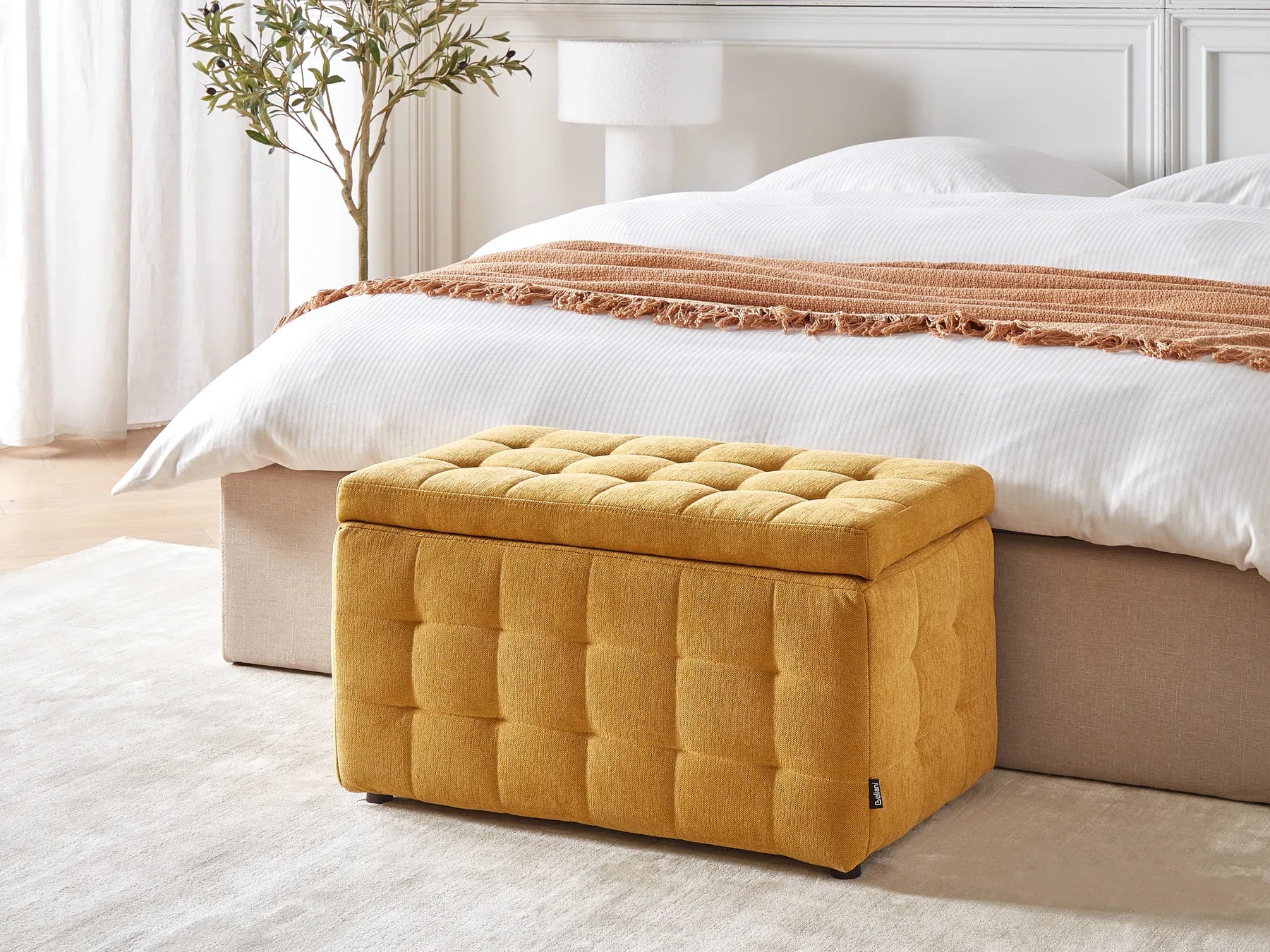 Storage Ottoman MICHIGAN Velvet – Tufted Upholstered Storage Bench with Hinged Lid, Multiple Colours