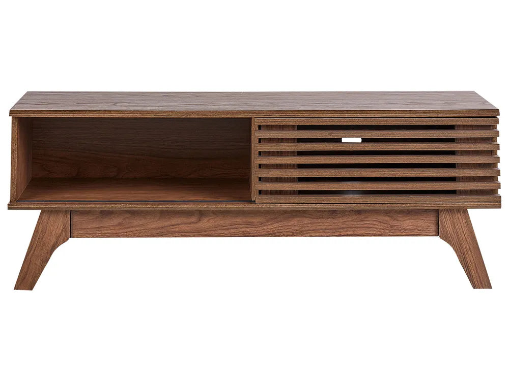 TV Stand TOLEDO Dark Brown – 120 cm Retro Wooden TV Cabinet with Sliding Doors