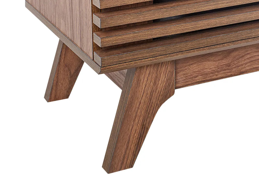 TV Stand TOLEDO Dark Brown – 120 cm Retro Wooden TV Cabinet with Sliding Doors