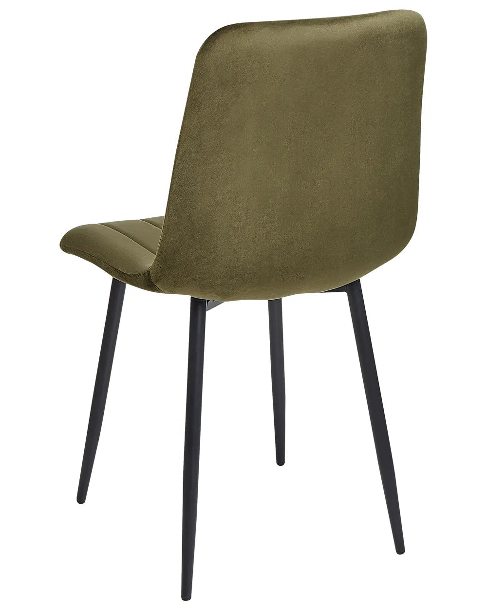KALISPELL Set of 4 Upholstered Dining Chairs, Olive Green Velvet, Black Metal Legs