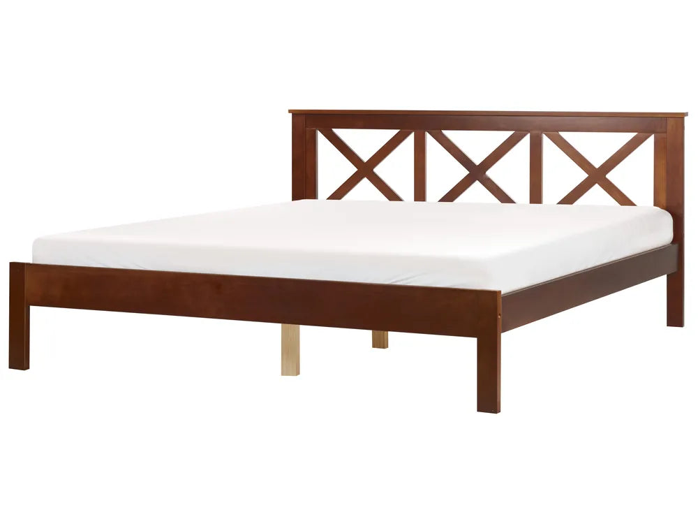Bed Pine Wood TANNAY 160 x 200 cm (EU King) 180 x 200 cm (EU Super King) Dark Brown