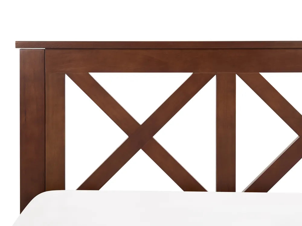 Bed Pine Wood TANNAY 160 x 200 cm (EU King) 180 x 200 cm (EU Super King) Dark Brown