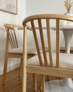 Set of 2 Dining Chairs Craig Wood Light Brown / Beige