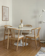 Set of 2 Dining Chairs Craig Wood Light Brown / Beige