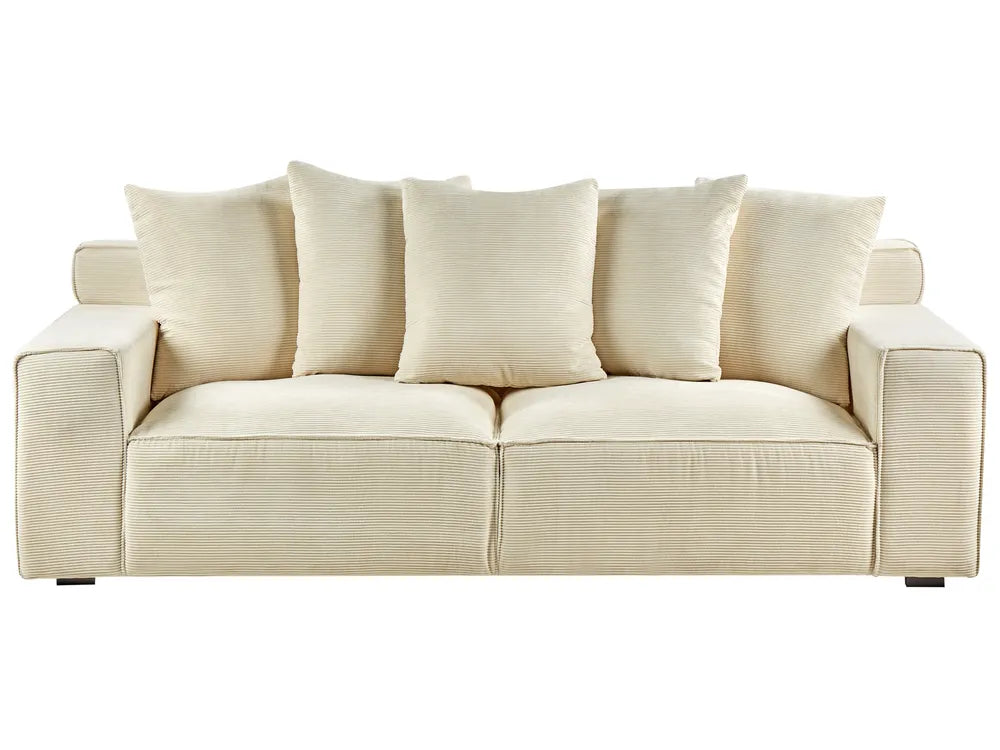 3-Seater Sofa VISKAN in Beige Chenille Fabric – Modern Upholstered Couch with Cushions