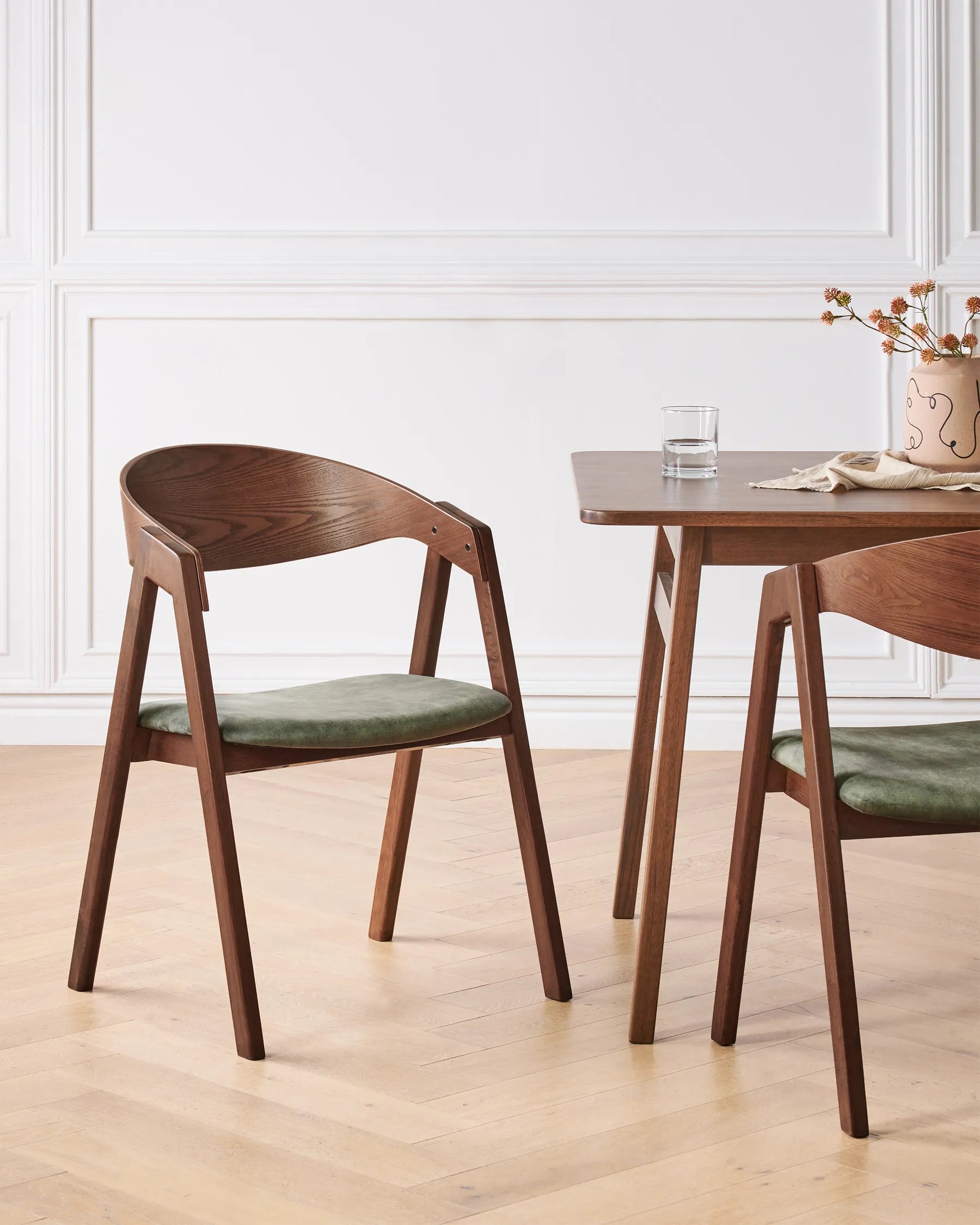 Set of 2 Dining Chairs Yuba Wood Dark Green