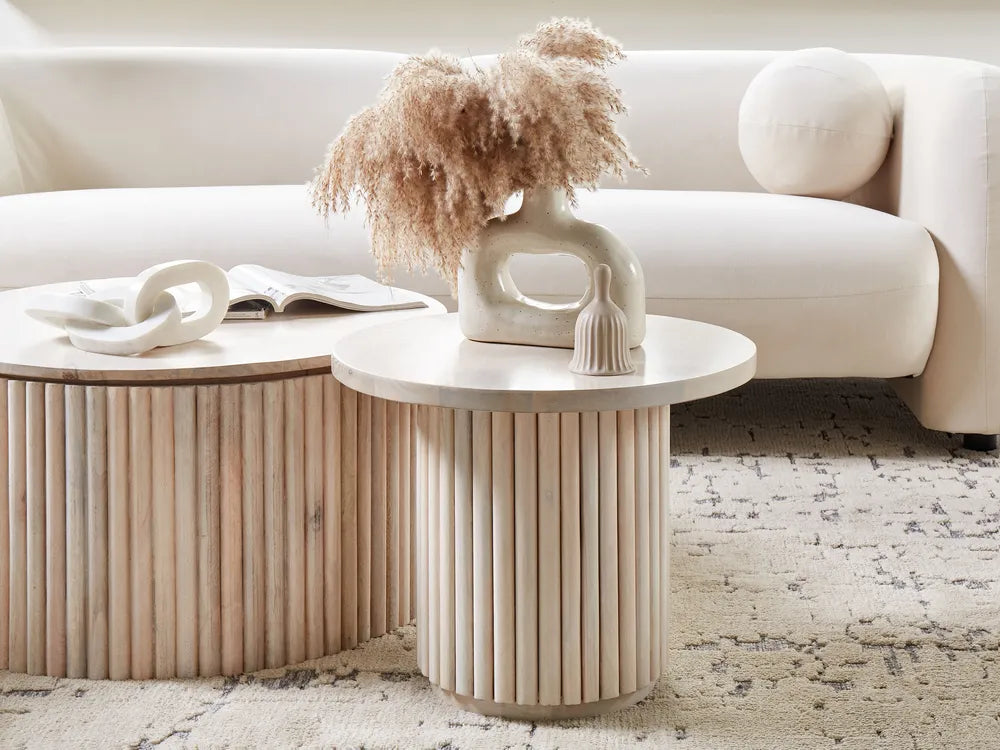 Coffee Table LEMONT Mango Wood Light Brown Oscherleben