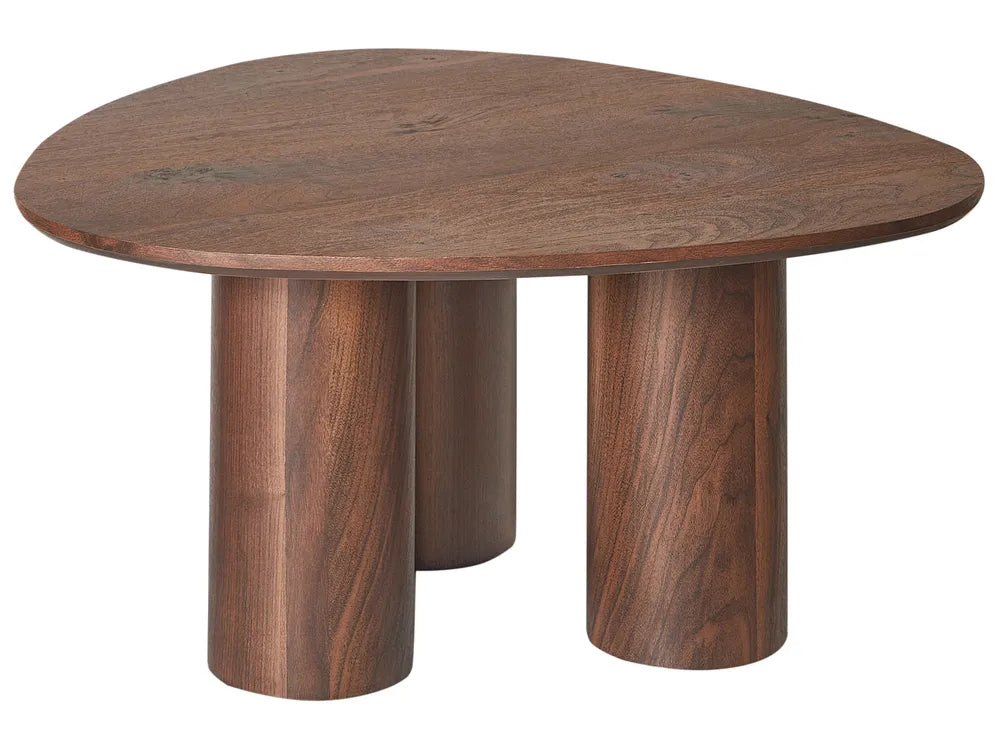 Coffee Table DACOMA Dark Brown– Round MDF Coffee Table with Column Legs