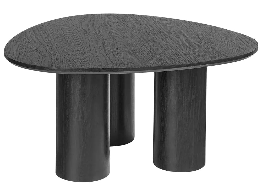 Coffee Table DACOMA Black – Round MDF Coffee Table with Column Legs