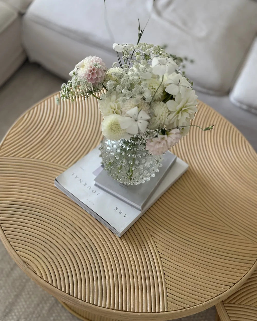 ILIOS Set of 2 Coffee Tables, Round Rattan Tables, Natural Finish, 80×80×45 cm & 60×60×39 cm