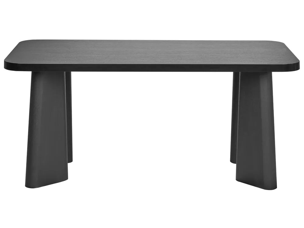 ATLIN Dining Table Black 180 x 90 cm MDF Rectangular Dining Table with Steel Legs