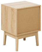 1 Drawer Bedside Table LYNWOOD Light Brown – Ribbed Drawer Nightstand with Open Shelf, MDF & Solid Wood Legs