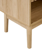 1 Drawer Bedside Table LYNWOOD Light Brown – Ribbed Drawer Nightstand with Open Shelf, MDF & Solid Wood Legs