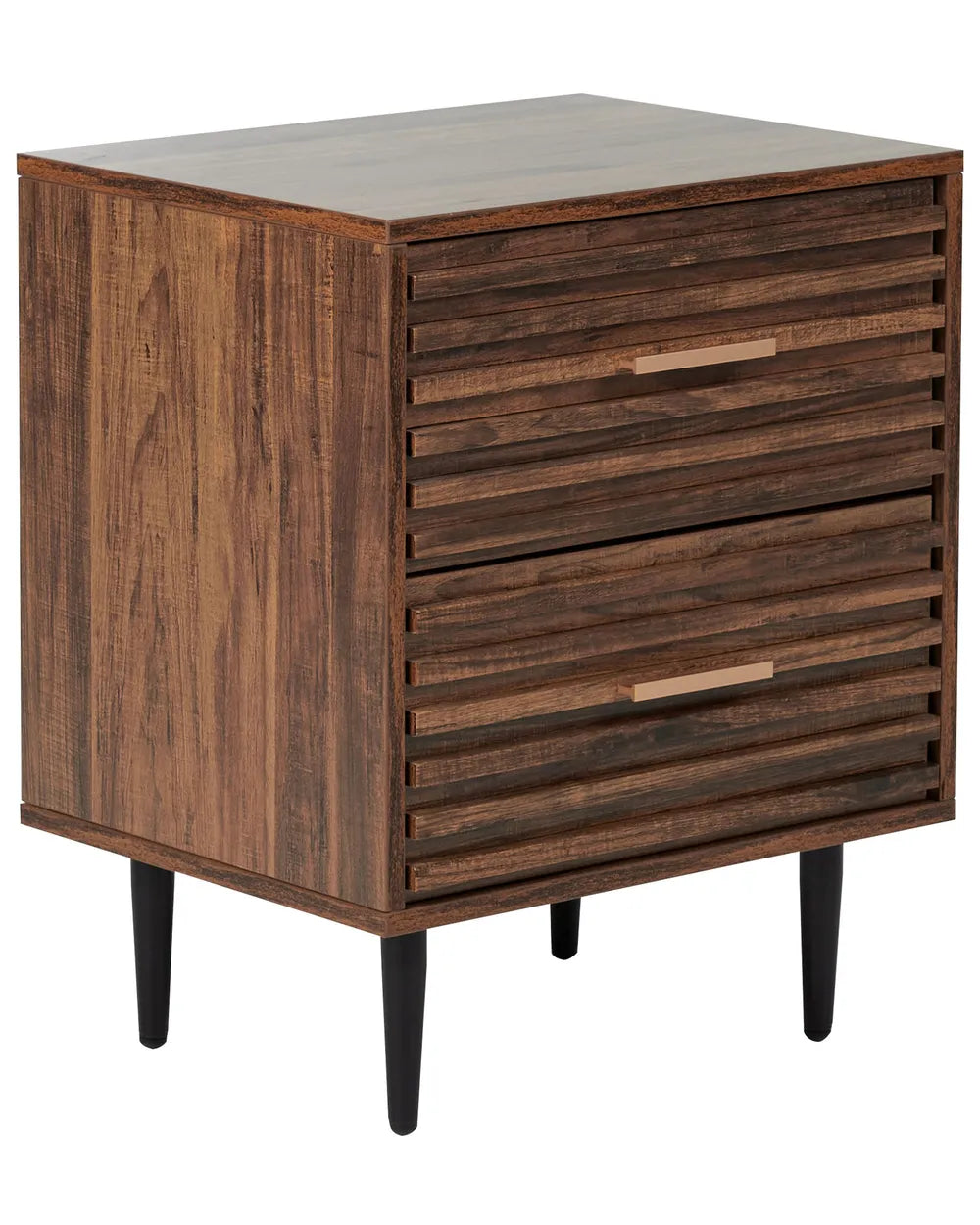 2 Drawer Bedside Table KEITH Dark Brown – Modern Nightstand with Storage