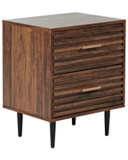 2 Drawer Bedside Table KEITH Dark Brown – Modern Nightstand with Storage