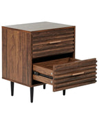 2 Drawer Bedside Table KEITH Dark Brown – Modern Nightstand with Storage
