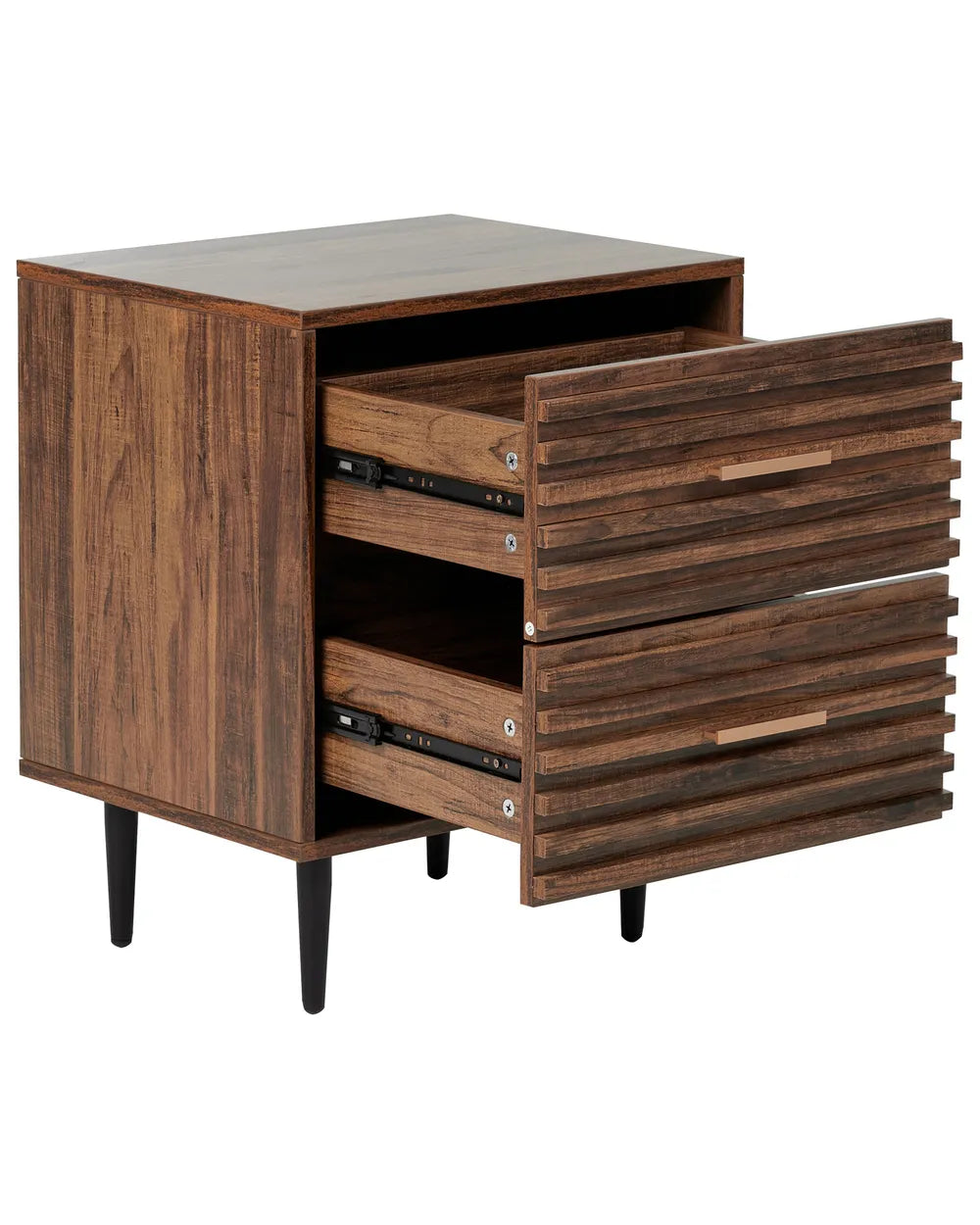 2 Drawer Bedside Table KEITH Dark Brown – Modern Nightstand with Storage