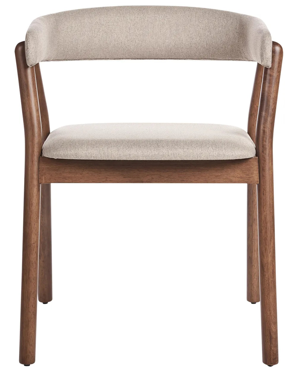 Set of 2 Dining Chairs MYLO Fabric Dark Brown & Beige – Wooden Frame, Curved Backrest