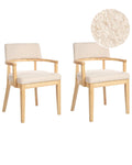 Set of 2 Dining Chairs DALBO Boucle Brown / Beige with Armrests