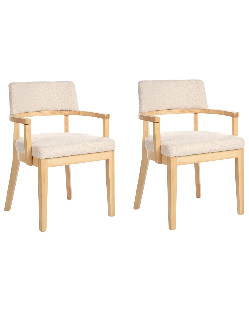 Set of 2 Dining Chairs DALBO Boucle Brown / Beige with Armrests