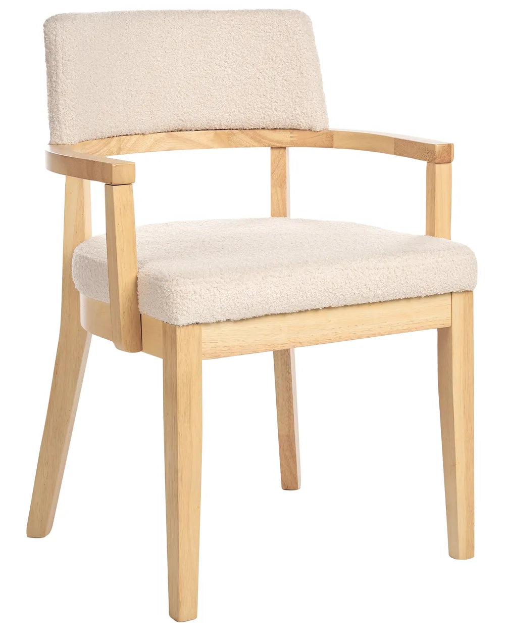 Set of 2 Dining Chairs DALBO Boucle Brown / Beige with Armrests