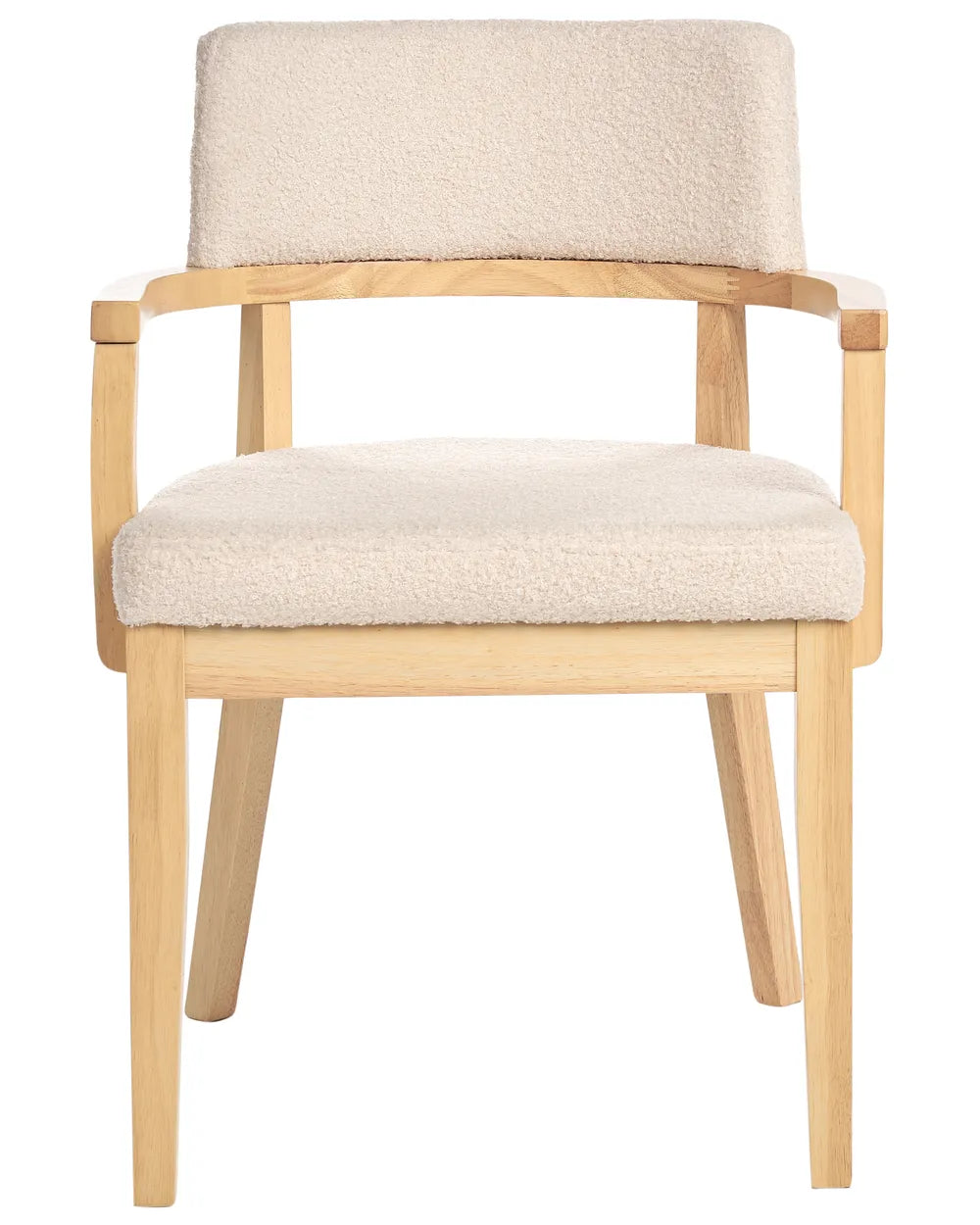 Set of 2 Dining Chairs DALBO Boucle Brown / Beige with Armrests