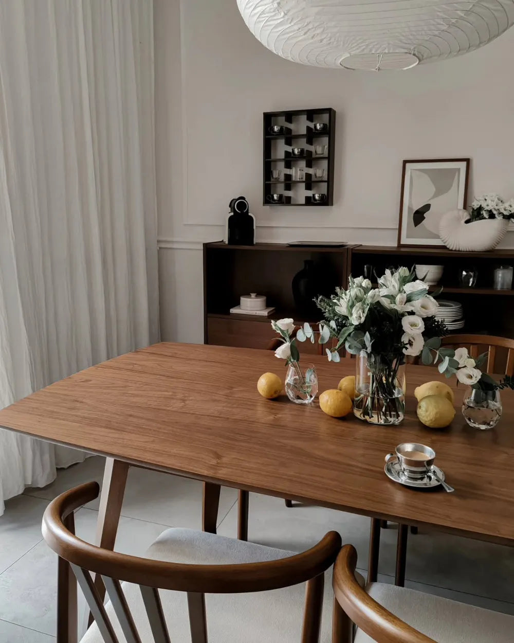 Dining Table HUXTER Dark Walnut 180×90 cm – MDF Top with Walnut Veneer, Rubberwood Legs