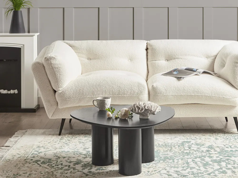 Coffee Table DACOMA Black – Round MDF Coffee Table with Column Legs