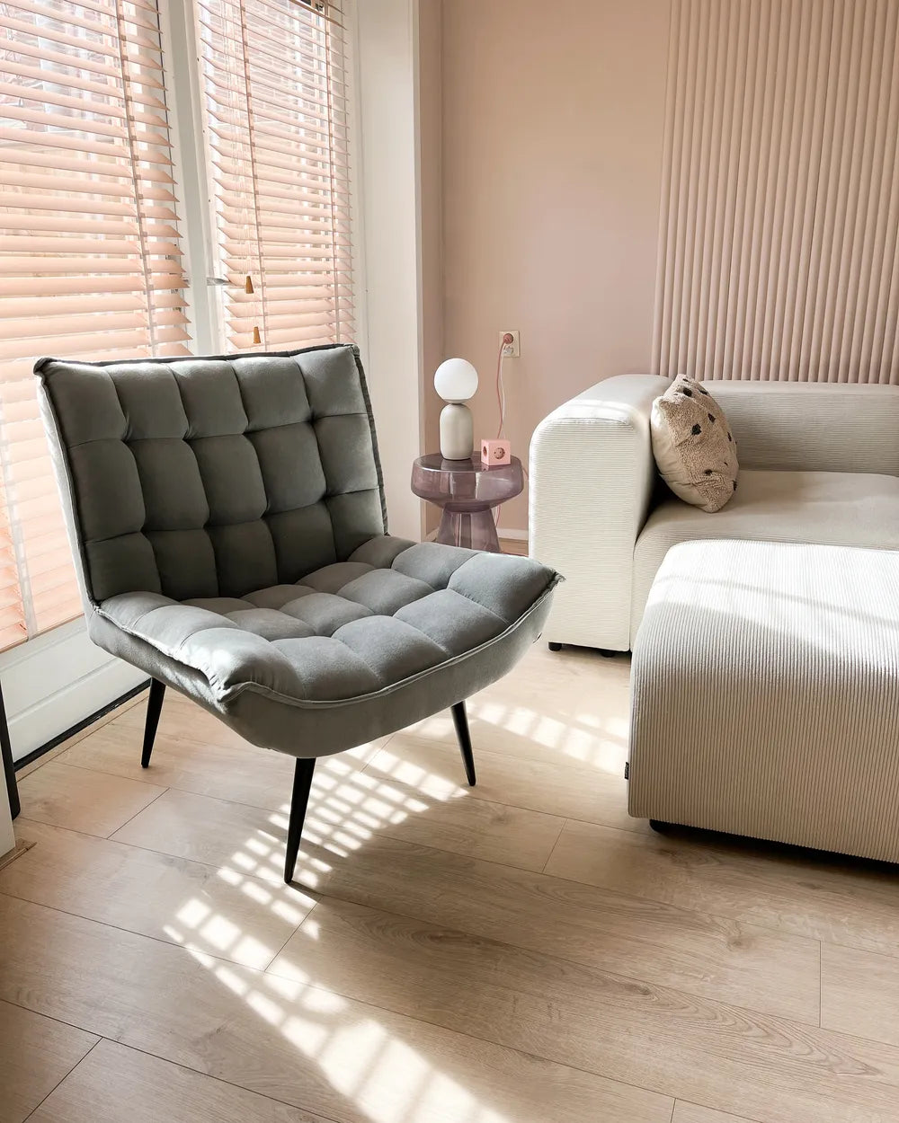 ALVESTA Boucle Mint Green Armchair – Modern Armless Accent Chair with Soft Upholstery