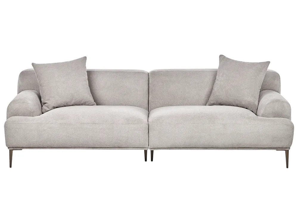 Sofa 3 Seater MATILA Fabric Light Grey – Thickly Padded Couch with Cushions, Modern 3-Seat Fabric Sofa, 233 cm