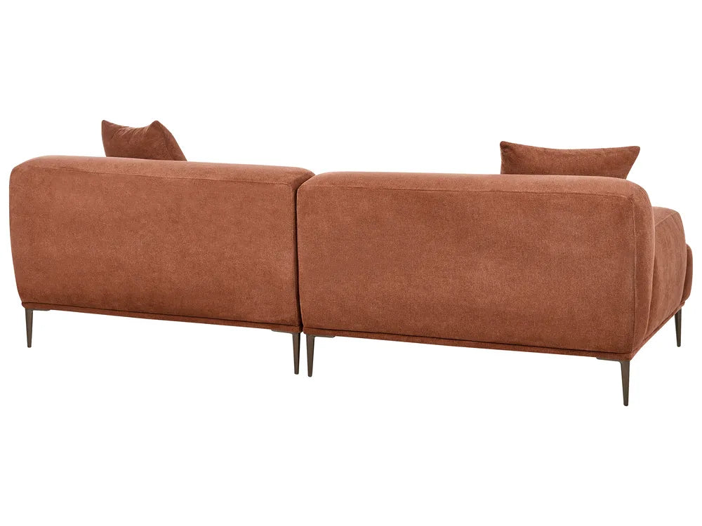 Sofa 3 Seater MATILA Fabric Brown – Thickly Padded Couch with Cushions, Modern 3-Seat Fabric Sofa, 233 cm