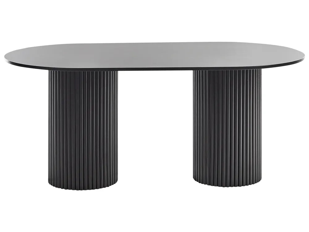 Dining Table SHERIDAN 180 x 100 cm – Oval MDF Dining Table with Rubberwood Legs