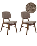 Set of 2 Dining Chairs ELAINE Bouclé Fabric Taupe – Dark Wood Frame