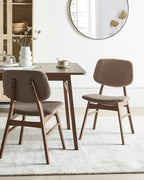 Set of 2 Dining Chairs ELAINE Bouclé Fabric Taupe – Dark Wood Frame