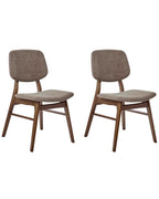 Set of 2 Dining Chairs ELAINE Bouclé Fabric Taupe – Dark Wood Frame