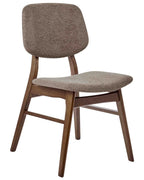 Set of 2 Dining Chairs ELAINE Bouclé Fabric Taupe – Dark Wood Frame