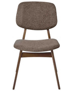 Set of 2 Dining Chairs ELAINE Bouclé Fabric Taupe – Dark Wood Frame