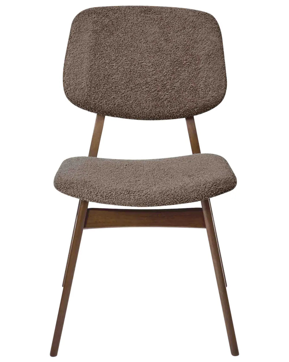 Set of 2 Dining Chairs ELAINE Bouclé Fabric Taupe – Dark Wood Frame