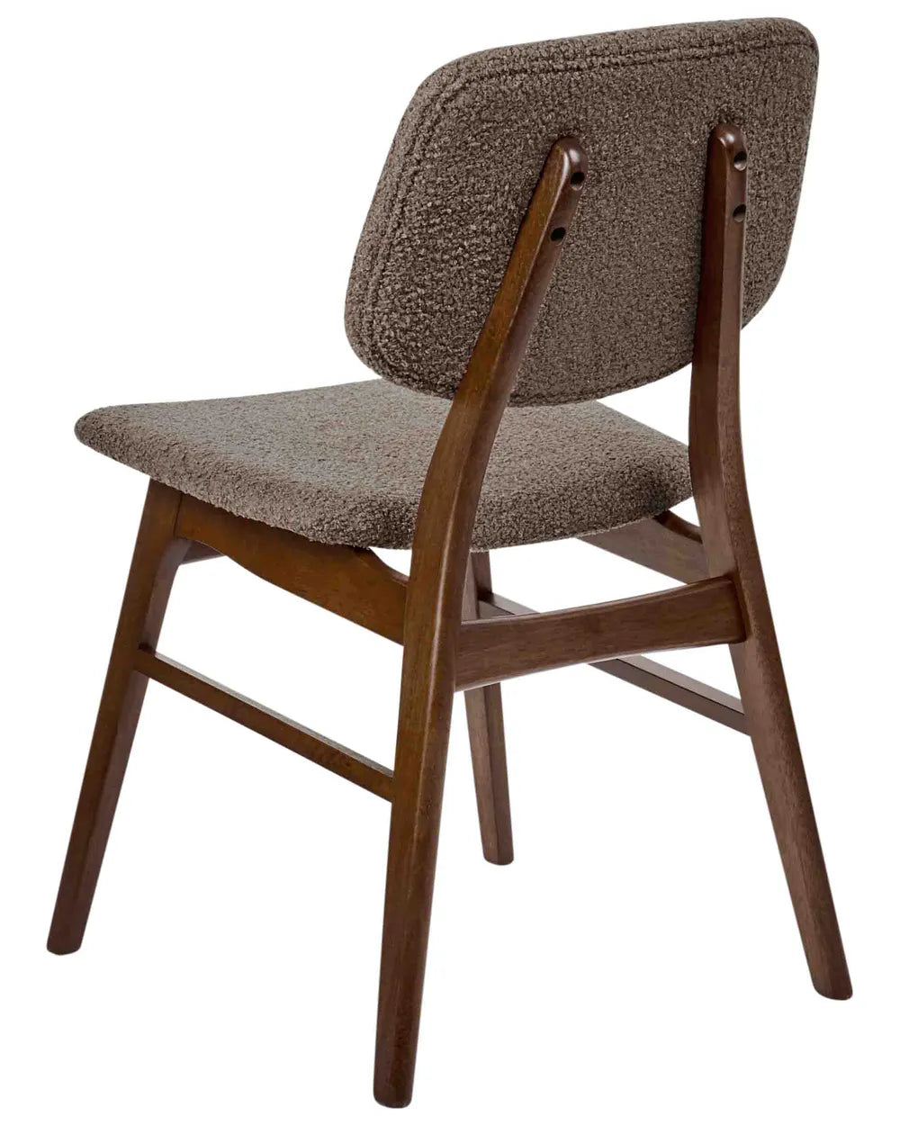 Set of 2 Dining Chairs ELAINE Bouclé Fabric Taupe – Dark Wood Frame
