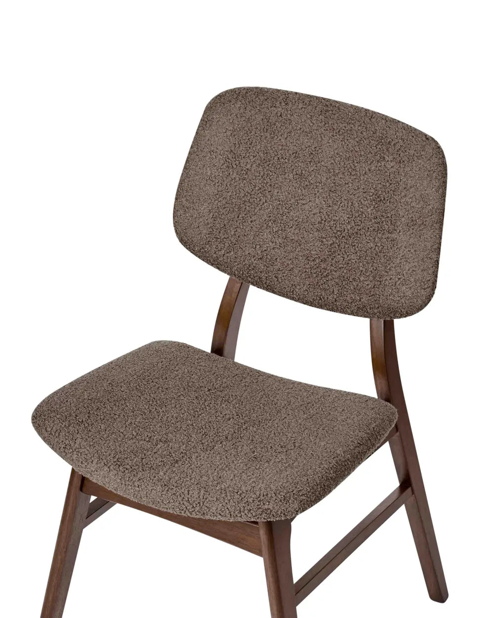 Set of 2 Dining Chairs ELAINE Bouclé Fabric Taupe – Dark Wood Frame