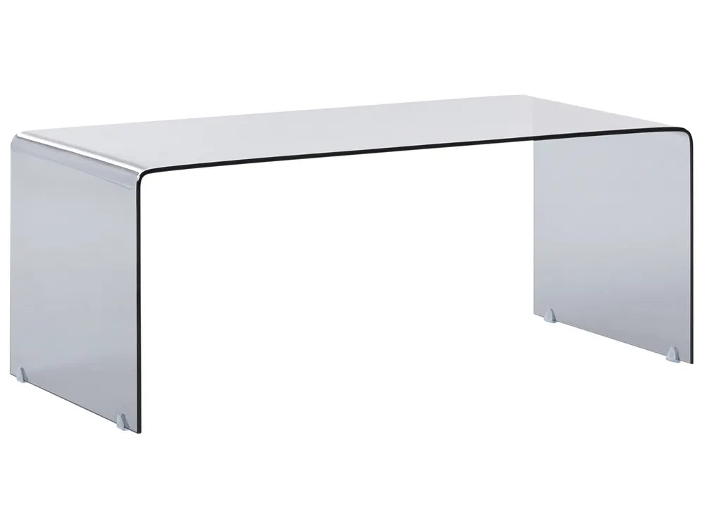 Minimalist Tempered Glass Coffee Table – Rectangular Black Glass Table for Living Room