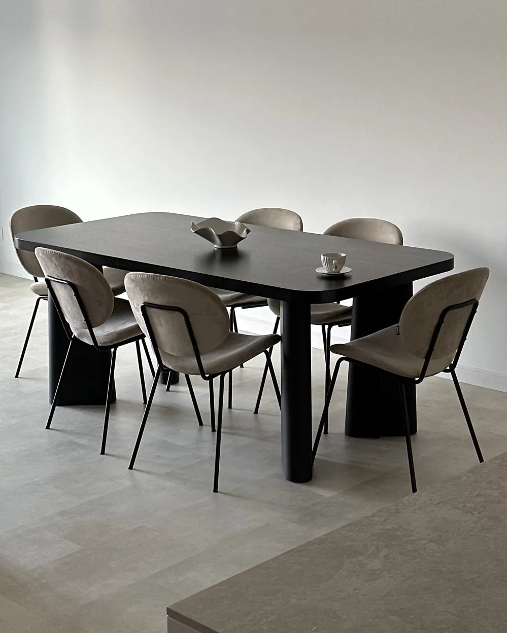 ATLIN Dining Table Black 180 x 90 cm MDF Rectangular Dining Table with Steel Legs