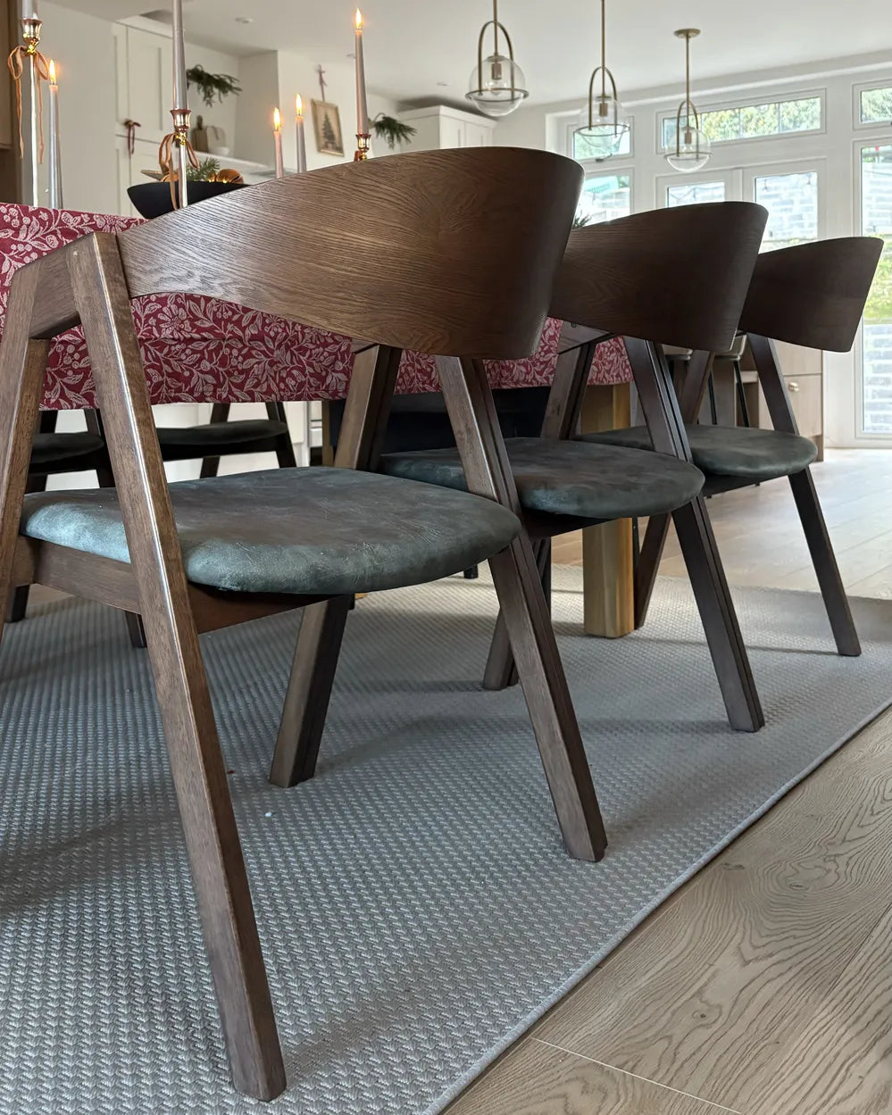 Set of 2 Dining Chairs Yuba Wood Dark Green