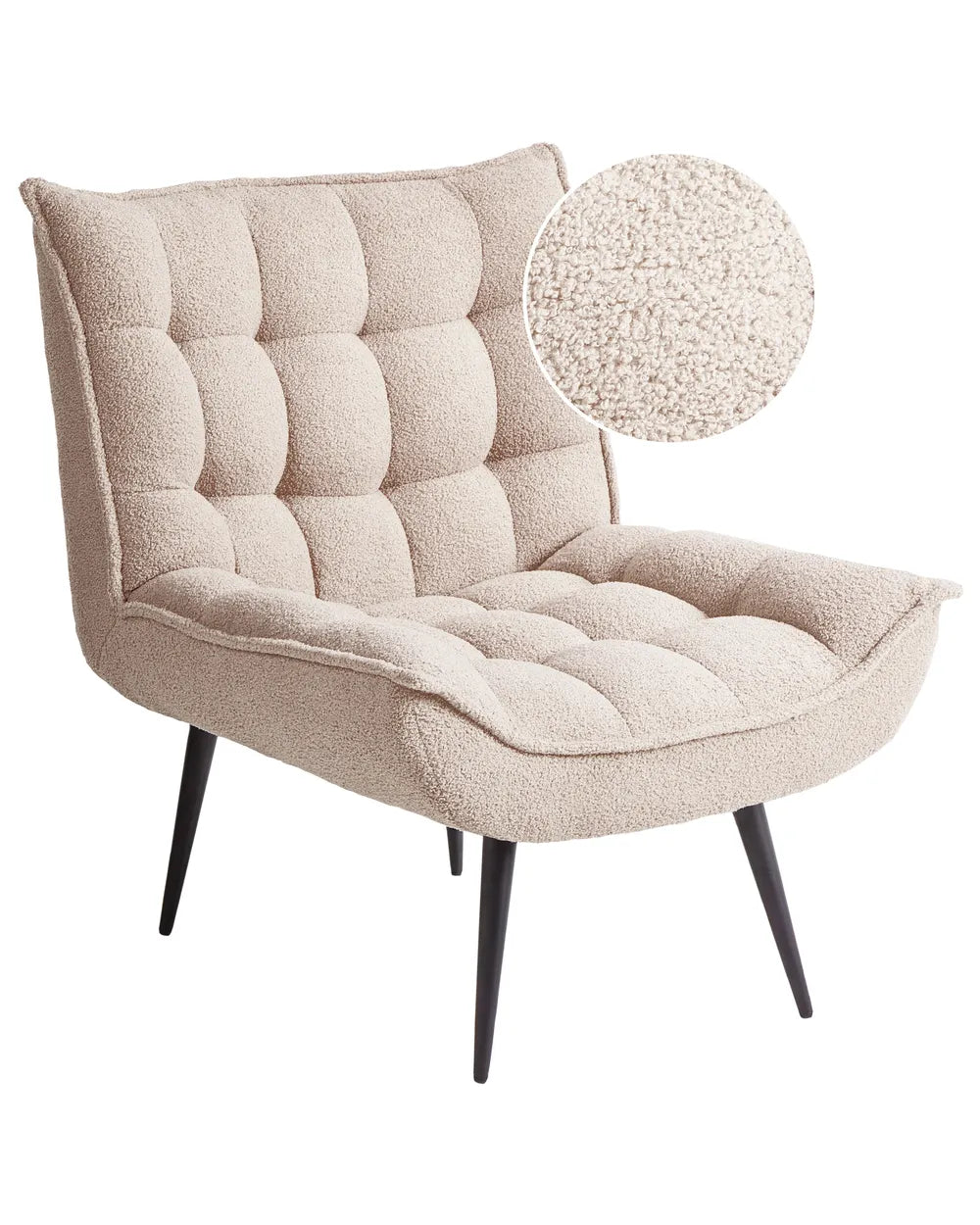 ALVESTA Boucle Beige Armchair – Modern Armless Accent Chair with Soft Upholstery
