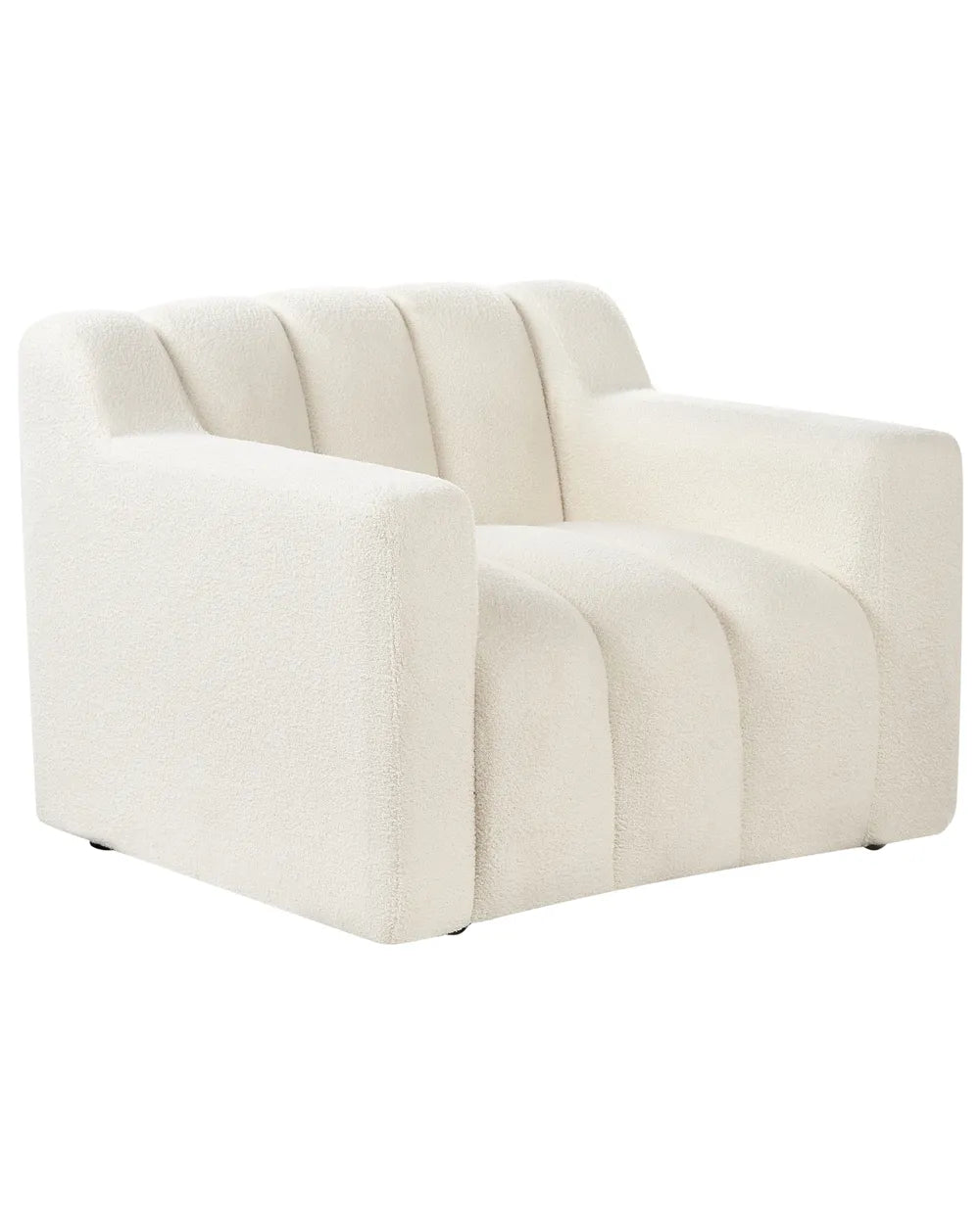 Armchair AGERUP Boucle White– Upholstered Accent Chair with Decorative Tufting, Deep Seat Comfort, Contemporary Living Room Armchair