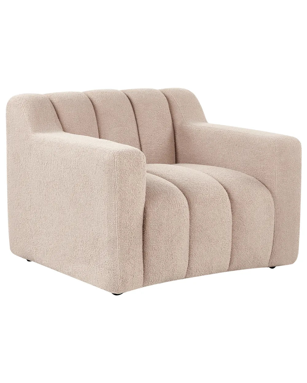 Armchair AGERUP Boucle Beige – Upholstered Accent Chair with Decorative Tufting, Deep Seat Comfort, Contemporary Living Room Armchair