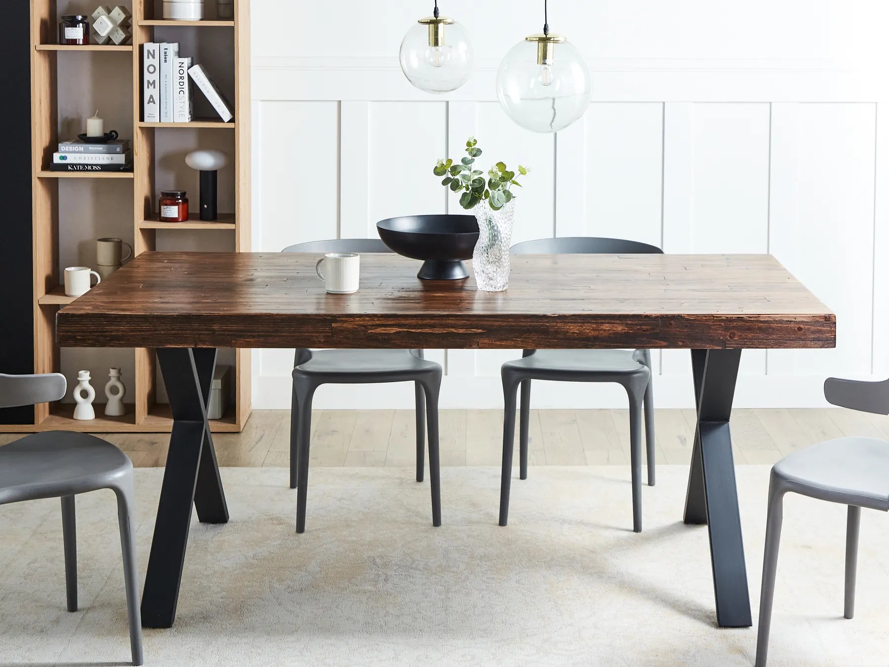 Dining Table CLIFTON Dark Brown 180 cm 90 cm Pine Wood