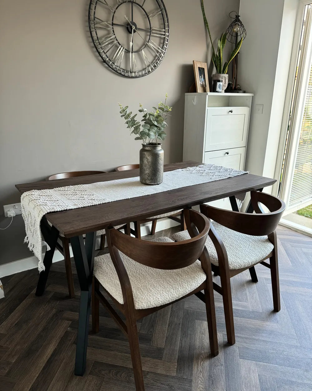 Dining Table BRAVO Dark Brown 140 x 80 cm – Rectangular MDF Table with Metal Legs